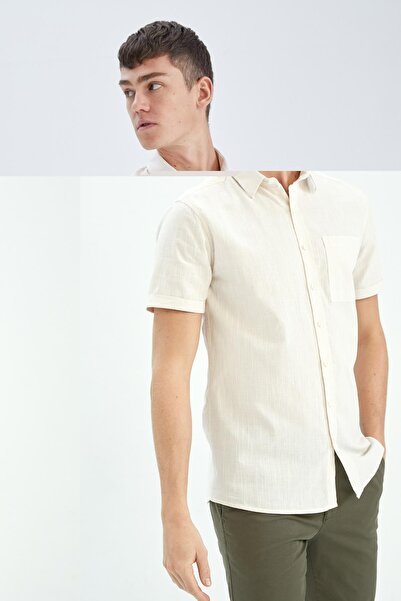 DeFacto Slim Fit Basic Short Sleeve 100 Cotton Shirt R1706az23sm