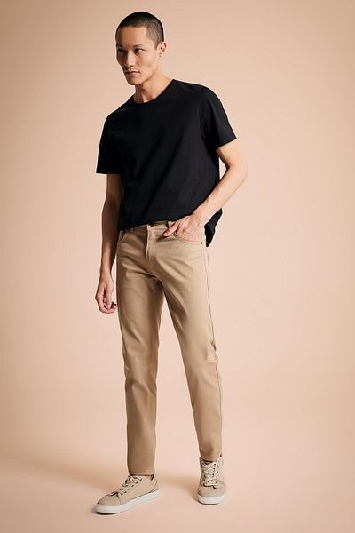 DeFacto Παντελόνι Chino Canvas Gabardine Extra Slim Fit με στενή τσέπη στα πόδια R0298az23sp