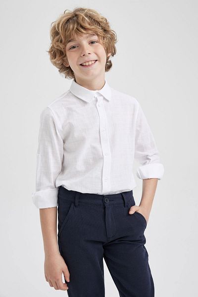 DeFacto Boy's Textured Long Sleeve Shirt Z2802a623sm