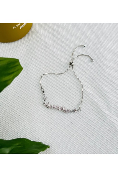 RM Bijuteri سوار من الفولاذ المقاوم للصدأ من حجر الزركون الفضي