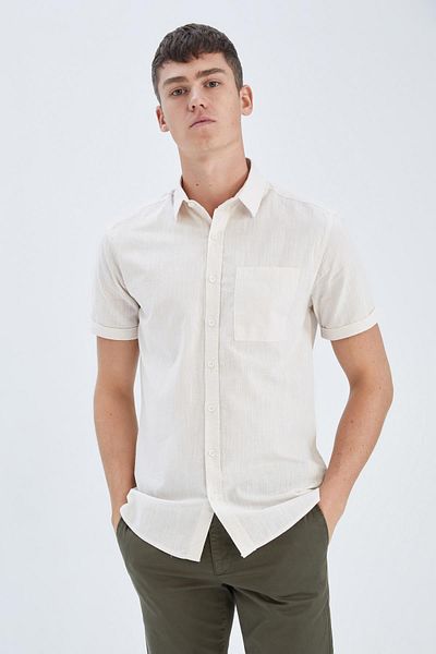 DeFacto Slim Fit Basic Short Sleeve 100 Cotton Shirt R1706az23sm