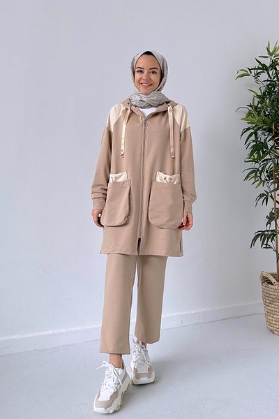 Ka Hijab Camel Hijab Set of 2 - Bag Pocket, Two Thread
