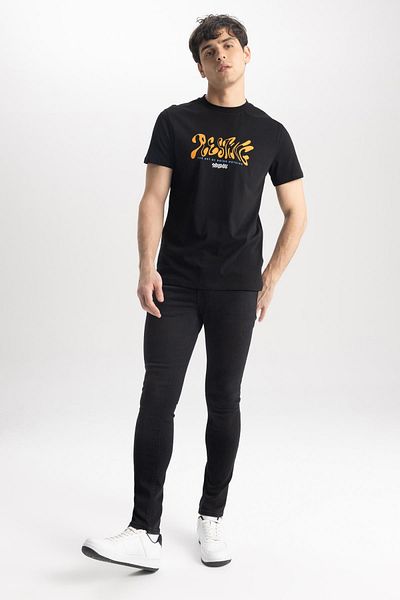 DeFacto Slim Fit Crew Neck Printed Short Sleeve 100% Cotton T-shirt Z5445az23sm