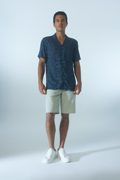 DeFacto Gemustertes Viskose-Kurzarmhemd mit normaler Passform Z5535az23sm