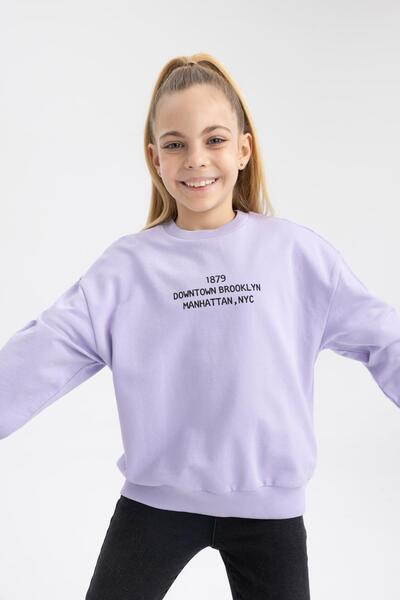 DeFacto Dívčí mikina Relax Fit Crew Neck s potiskem Z4188a623sp