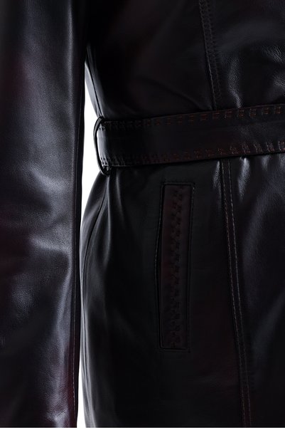 LİDYA DERİ Mia Real Leather Women's Trench Coat