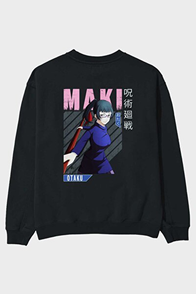 Ankhises Maki Zenin CHAINSAWMAN Аніме з принтом на спині Чорний оверсайз-свет...