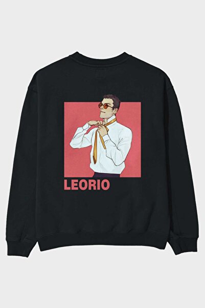 Ankhises Leorio Paladiknight 5 Anime Back Štampano Crna Oversize kroj Dukseri...