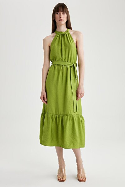 DeFacto Cross Collar Linen Look Sleeveless Maxi Dress U7045az23sm