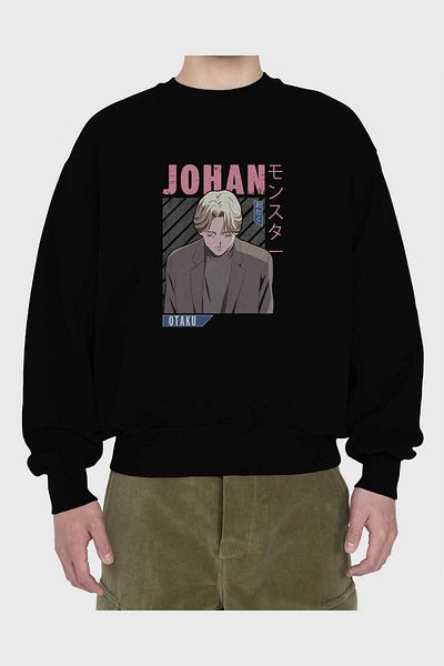 Ankhises Johan Liebert MONSTER Hanorac supradimensionat negru cu imprimeu în față Anime pentru bărbați și femei cu gât crepus