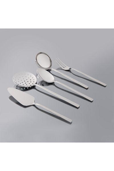 Nehir Gray Dalyan 5 Piece Steel Serving Set