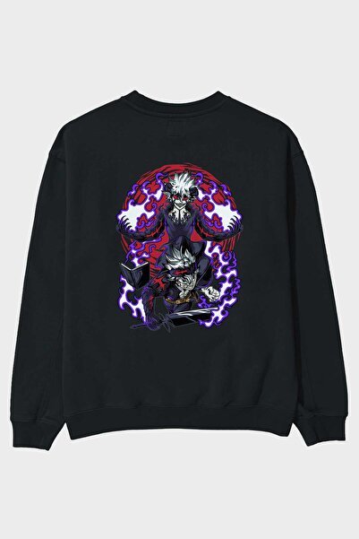 Ankhises BLACK CLOVER DEVIL UNION Anime Back Štampano Crna Oversize kroj Duks...