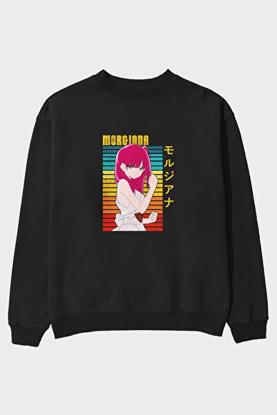 Ankhises Morgiana 3 Anime Front Štampano Crna Oversize kroj Dukserica Muškarc...