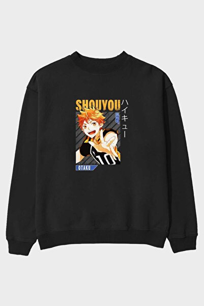 Ankhises Shouyou Hinata 9 Anime Front Štampano Crna Oversize kroj Dukserica M...