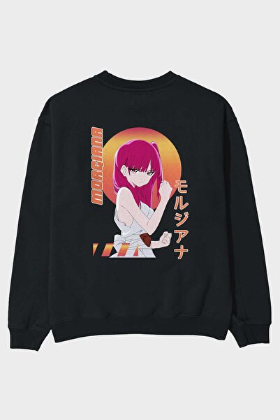 Ankhises Morgiana 5 Anime Back Štampano Crna Oversize kroj Dukserica Muškarci...