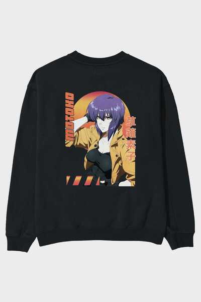 Ankhises Motoko Kusanagi 9 Anime Back Štampano Crna Oversize kroj Dukserica M...