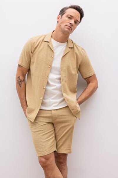 DeFacto Modern Fit Apaş Yaka Kısa Kollu %100 Pamuk Gömlek Z5189az23sm