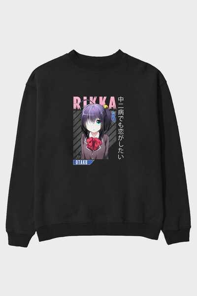 Ankhises Rikka Takanashi 9 Anime Front Štampano Crna Oversize kroj Dukserica ...