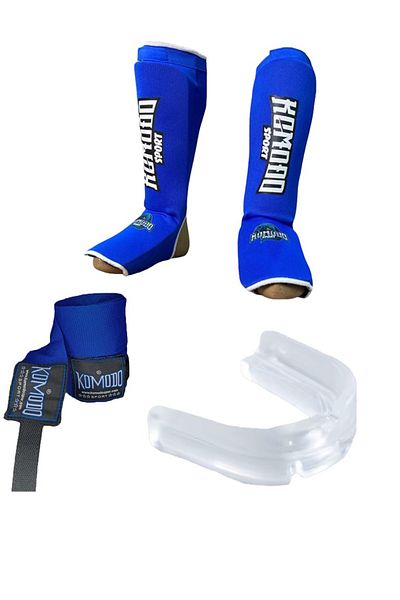 KOMODO SPORT Kick Boxing & Muay Thai Cloth Kaval Footrest Protector, 3.5 M Bandage and Mouthguard