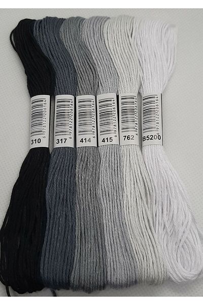ALMİŞ 6 Pieces Cross Stitch 8 Meters 6 Layers Different Color Cross Stitch Embroidery Rococo Thread-310 B5200