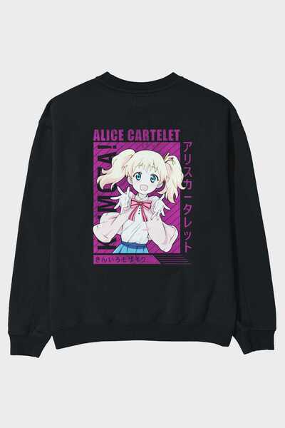Ankhises Alice Cartelet 12 Аніме з принтом на спині Чорний оверсайз-светр Чол...