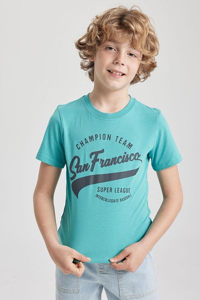 DeFacto Boy's Crew Neck Printed Short Sleeve T-Shirt Z8002a623sm