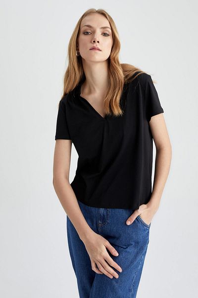DeFacto Regular Fit Polo límec s krátkým rukávem 100% bavlna Tričko X0503az23sm