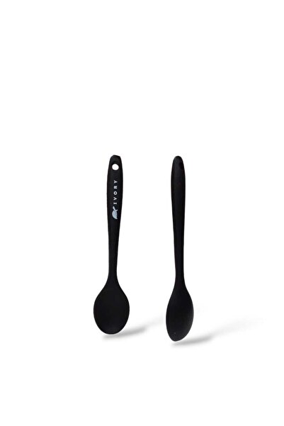 CEPHOME İvory silikon yemek kaşığı SİYAH (27,5 cm) 1 ADET