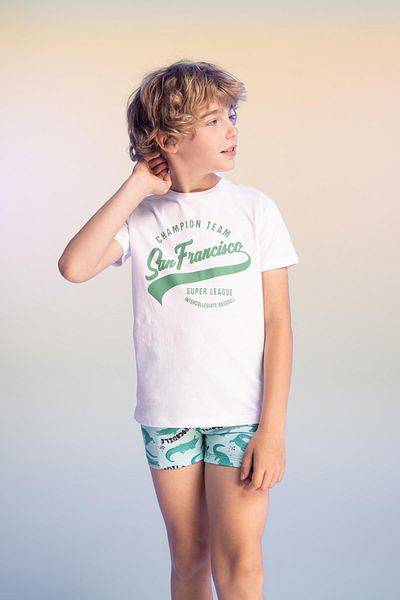 DeFacto Boy's Crew Neck Printed Short Sleeve T-Shirt Z8002a623sm