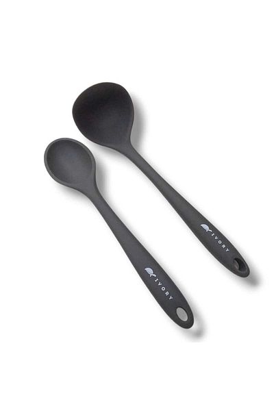 CEPHOME Set of 2 silicone spoons and scoop 1 piece spoons 27.5cm 1 piece scoop
