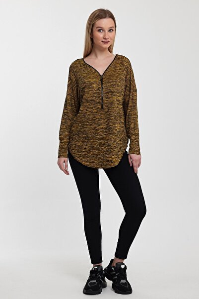 Penyelux Women's ActiveShic Zippered Comfortable Fit Long Sleeve T-Shirt