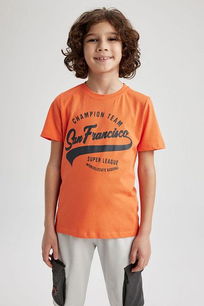 DeFacto Boy's Crew Neck Printed Short Sleeve T-Shirt Z8002a623sm