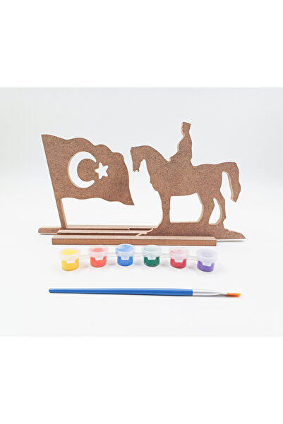 İCONS مجموعة رسم خشبية، نشاط فني للأطفال، علم تركي وصورة ظلية أتاتورك