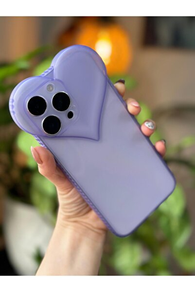Go Aksesuar Iphone 15 Promax Şeffaf 3d Kabartma Kalp Tasarımlı Silikon Kılıf