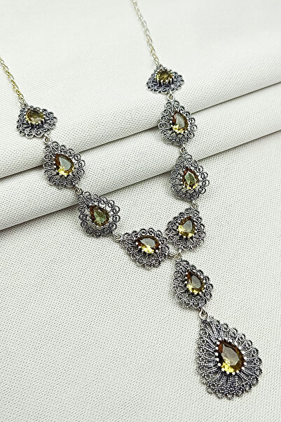 Güzel Gümüşçülük 925 Ayar Gümüş Mardin Midyat Telkari El Işi Doğal Taşlı Daml...