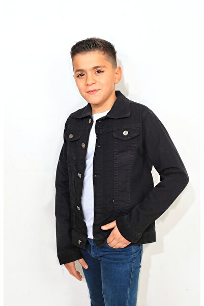 mini kanka Jachetă de blugi cu buzunar cu nasturi negre pentru băiat