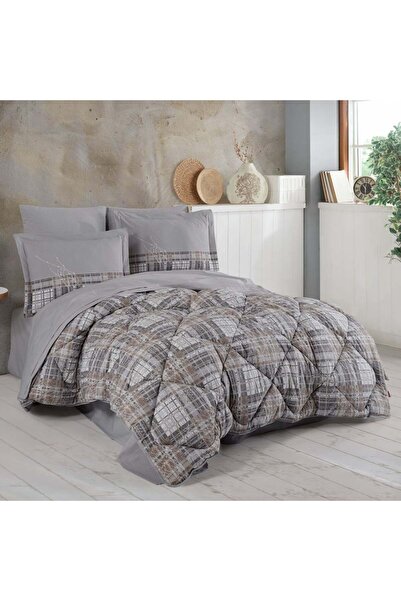 Hobby Lucia Gri - Poplin Çift Kişilik Uyku Seti