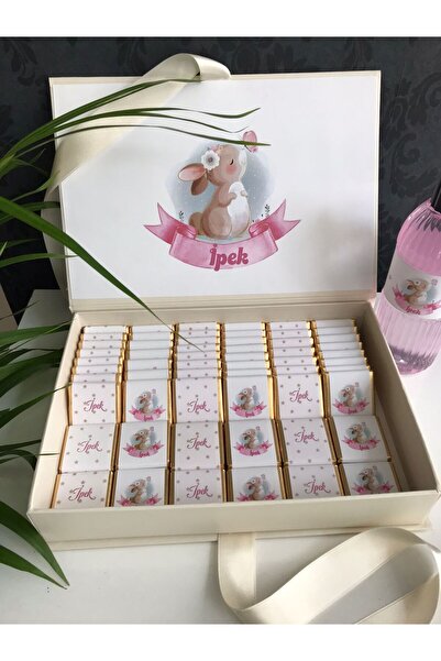 Minemiss Tasarım Lüks Kutulu İsme Özel Tasarımlı Kız-Erkek Bebek Çikolatası 7...