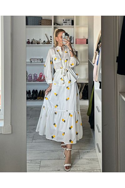 Roux مجموعة نسائية مزدوجة مطرزة بتصميم Ewas