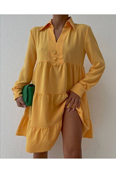 AYSAMOOD Women's Yellow Aerobin Bell Dress