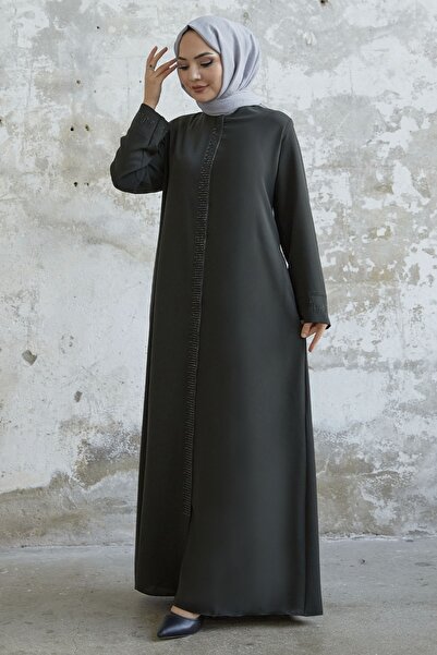 InStyle Tas Roba Detailed Abaya Khaki