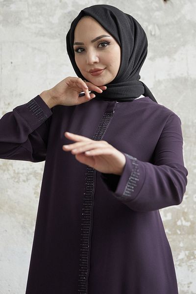 InStyle Ferace with Stone Robe Detail - Plum