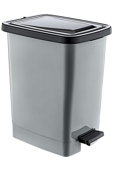 GuvenliPazar Plastik 25 lt Slim Pedallı Çöp Kovası Gri (İç Kovalı)