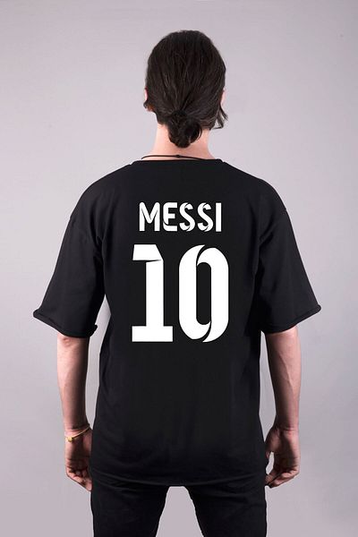 Pisa Art Μπλουζάκι Lionel Messi μπλουζάκι μπρος και πίσω ειδικής σχεδίασης εμπριμέ σε μεγάλο μέγεθος μαύρο