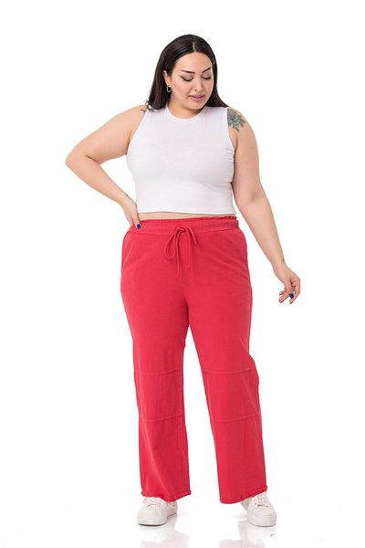 DISENTIS MODEST Large Size Pocket Trousers with Tassels and Sequins Detail