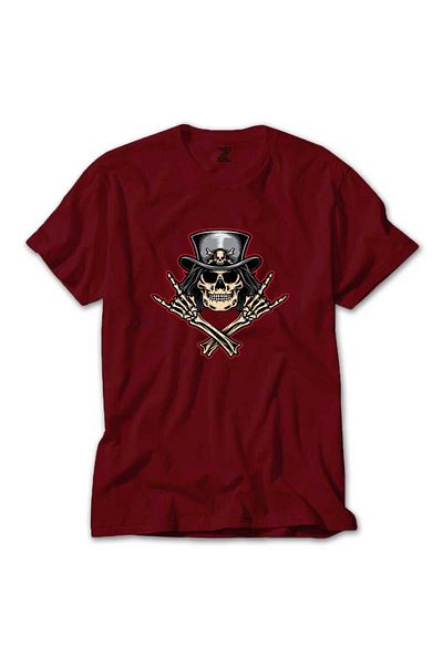 Z zepplin Κόκκινο T-shirt Slash Skull