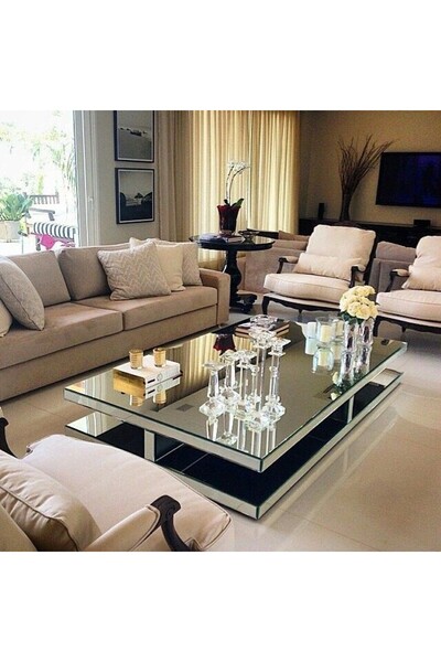 LUXURY VİLLA Luxury Aynalı Orta Sehpa 86x142 Yükseklik 38 Cm