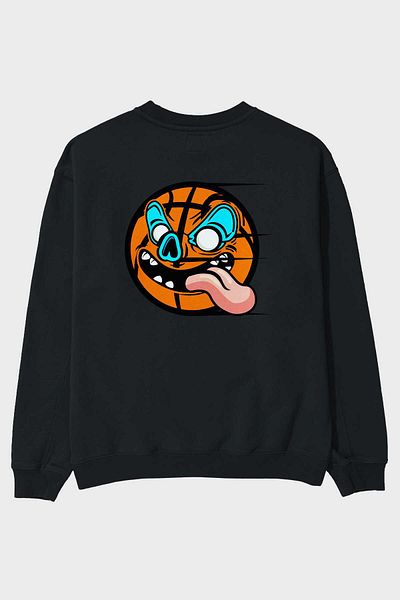 Ankhises Μπάσκετ Πίσω εμπριμέ Μαύρο Φούτερ Oversize Ανδρικό Γυναικείο λαιμόκοψη