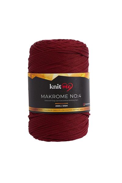 knitme 4 mm Polyester Macrame 200 Gr Hand Knitting Yarn 6380 Claret Red