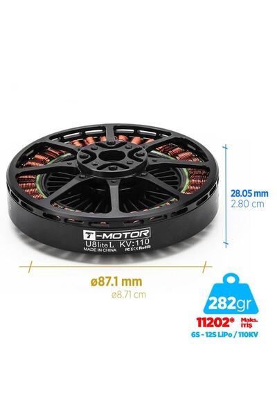 T-Motor U Power Type U8 Lite L 110KV Brushless Fırçasız Brushless Fırçasız UA...